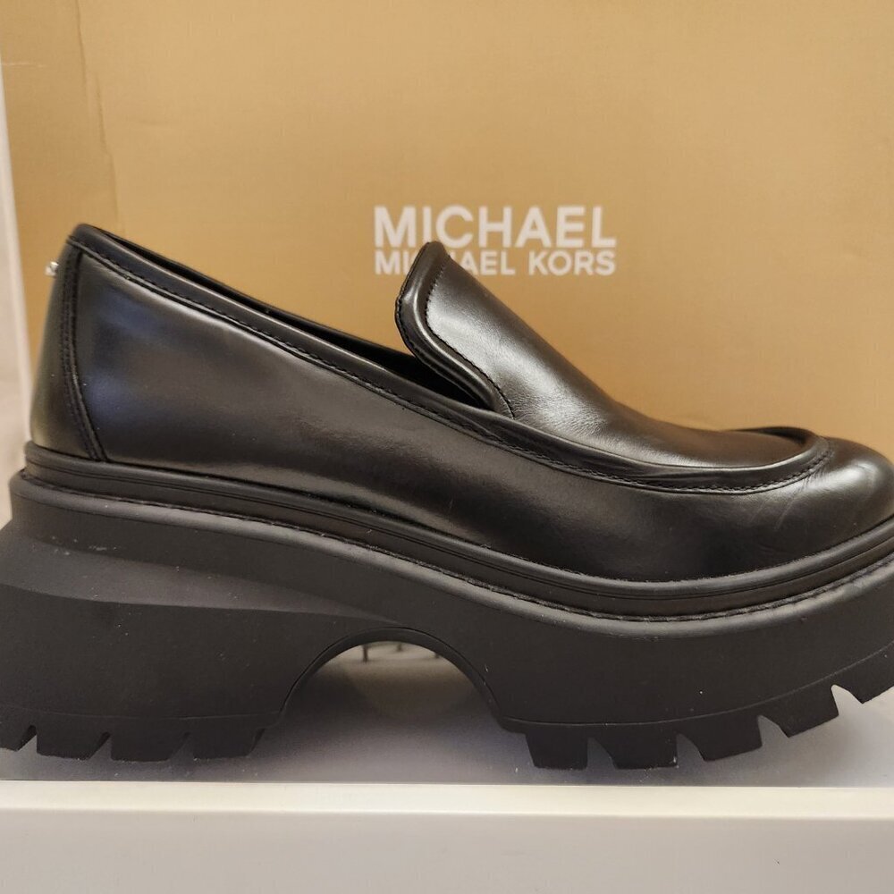 Michael Kors Black Leather "Shiloh" Loafers. NIB. Size Various